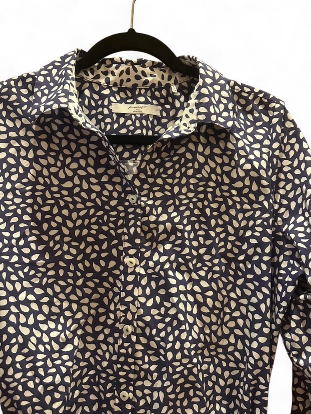 Foxcroft Navy and White Patterned Dress